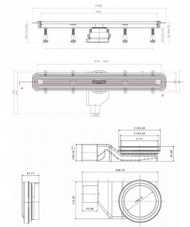 Дренажный канал Pestan Slim Line 950 мм щелевой 13100036 декор.вставка из нерж.стали фото