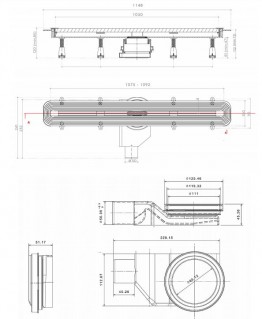 Дренажный канал Pestan Slim Line 1050 мм щелевой 13100037 декор.вставка из нерж.стали фото