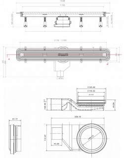 Дренажный канал Pestan Slim Line 1150 мм щелевой 13100038 декор.вставка из 
нерж.стали фото