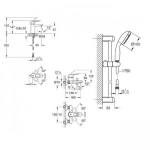 Акционный набор для ванны Grohe Mega Bundle BauLoop 39192МВ0 (39192000+111042+123214S+40407001)