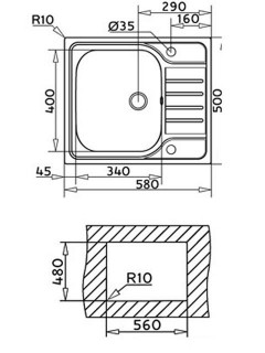 Нержавеющая мойка TEKA UNIVERSAL 580.500 1B 1D микродекор схема