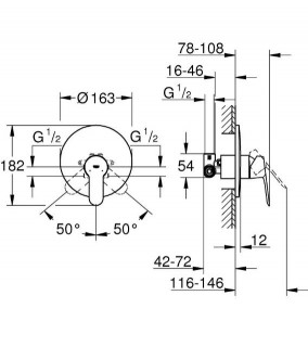 Смеситель для душа Grohe Bauedge скрытого монтажа 29078000