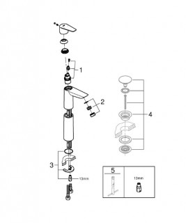 Смеситель для раковины Grohe Bauedge XL 23761001 схема