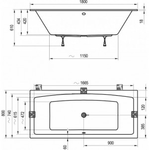 Акриловая ванна Ravak FORMY 02 SLIM 180x80 C891300000