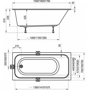 Акриловая ванна Ravak CHROME SLIM 170х75 C741300000