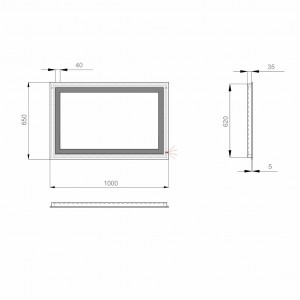 Зеркало SANWERK LAVA Kvadra 100*65 LED 2835IR, W ZL0000163