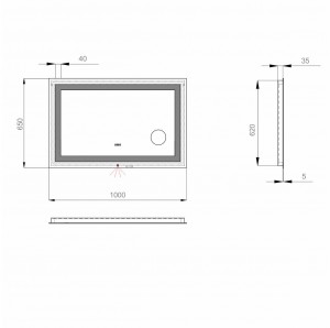 Зеркало SANWERK ULTRA Mega 100*65 LED 2835IR, W-W-S ZU0000139