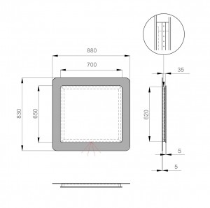 Зеркало SANWERK ULTRA Cosmo White 88*83 LED 2835IR, W ZU0000140