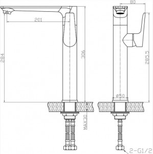 Смеситель для умывальника Invena Dokos BU-19-WB1-V