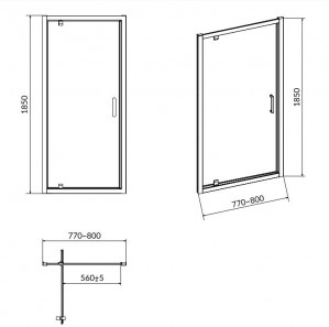 Душевые двери Cersanit PIVOT BASIC 80X185 прозрачное стекло S158-001