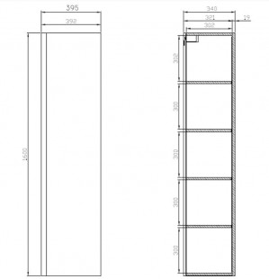 Пенал Cersanit MODUO 40 серый S929-019