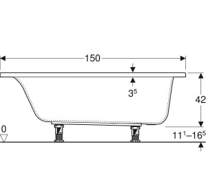 Ванна Geberit Selnova Square 150x70 прямоугольная с ножками 554.381.01.1