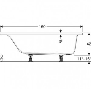 Ванна Geberit Selnova Square 160x75 прямоугольная с ножками 554.383.01.1