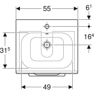 Тумба с умывальником Geberit Selnova Square slim rim 55x50.2x65.2 темный орех 501.234.00.1