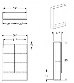 Зеркальный шкаф Geberit Selnova Square 58.8x85 см светлый орех 501.267.00.1