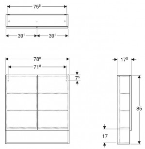 Зеркальный шкаф Geberit Selnova Square 78.8x85 см лава матовый 501.269.00.1