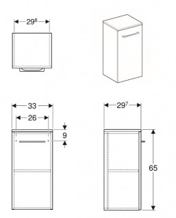 Шкаф подвесной Selnova Square 33x29.7x65 см лава матовый 501.273.00.1