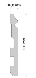 Плинтус Cezar Elegance W-LS-LPC-24-101-244 136х16.8х2440 мм дюрополимер белый матовый