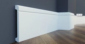 Плинтус Cezar Elegance W-LS-LPC-30-101-200 138х16х2000 мм дюрополимер белый матовый фото
