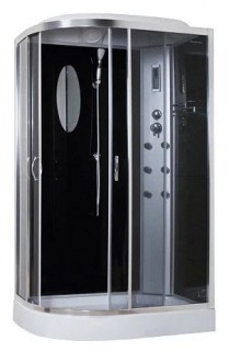 Гидробокс Sansa 8890 D/15-R сатин, стекло серое/черное с КПУ, 1200х800х150х2150 мм фото