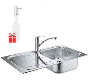 Набор Grohe EX Sink 31565SD0 кухонная мойка K300 + смеситель Eurosmart 33281002 + дозатор Grohe фото