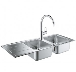 Набор Grohe EX Sink 31588SD0 кухонная мойка K500 + смеситель Grohe BauLoop 
31368001 фото