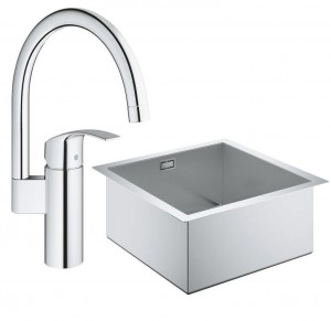 Набор Grohe EX Sink 31578SD0 кухонная мойка K700 (45 cm) + смеситель Grohe 
Eurosmart 33202002 фото