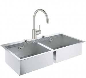 Набор Grohe EX Sink 31585SD0 кухонная мойка K800 120 см + смеситель Grohe 
EX Concetto 32663DC3 фото