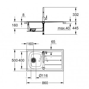 Набор Grohe EX Sink 31562SD0 набор кухонная мойка K200 + смеситель BauEdge 31367000