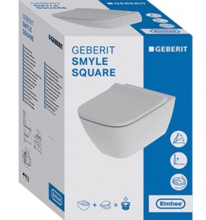 Унитаз подвесной Geberit SMYLE Square Rimfree 500.683.00.2 с сиденьем фото