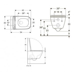 Комплект инсталляция Geberit 458.126.00.1 с унитазом SMYLE Square Rimfree 
500.683.00.2