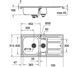 Кухонная мойка GROHE Sink K400+ 983x513 31569SD0 сатин