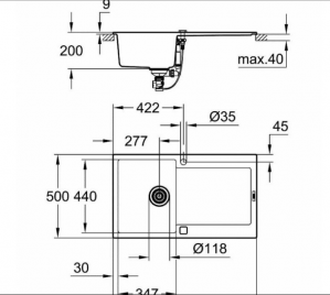 Кухонная мойка GROHE 860мм x 500мм с сифоном 31644AT0