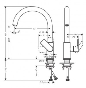 Смеситель для кухни Hansgrohe Vernis Shape M35 210 хром 71871000