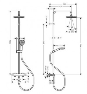 Душевая система Hansgrohe Vernis Blend Showerpipe 200 1jet с термостатом черный матовый 26276670