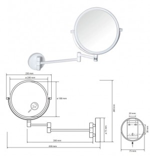 Косметическое зеркало 190 мм Bemeta White 112201514 схема