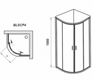 Душевая кабина Ravak BLIX Slim BLSCP4-90, полиров. алюминий + TRANSPARENT, X3BM70C00Z1