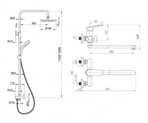 Imprese SET20220127 смеситель для ванны с душевой системой (35030 new+T-15084)