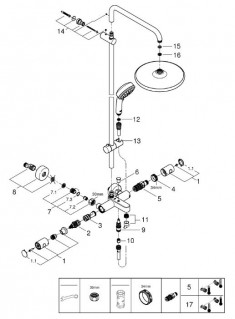 Душевая система для ванны с термостатом Grohe Tempesta Cosmopolitan 26672000