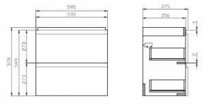 Тумба под умывальник Cersanit Moduo SLIM 60 серая к сету В05 S929-003 схема