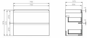 Тумба под умывальник Cersanit Moduo SLIM 80 белая к сету В06 S929-002 схема