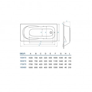 Ванна Koller Pool Delfi 160x70 схема