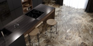 Грес Golden Tile Vesuvio 60x60 коричневый рект интерьер