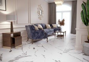 Грес Golden Tile Calacatta Vera 60x60 белый рект интерьер