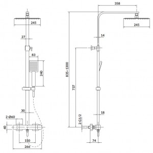 Душевая система с термостатом Cersanit City S951-341 схема