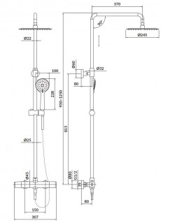 Душевая система Cersanit Brasco S951-274 схема