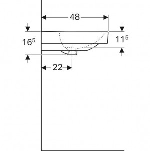 Умывальник Geberit SMYLE SQUARE 75 см 500.249.01.1 схема