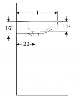 Умывальник Geberit SMYLE SQUARE 90 см 500.251.01.1 схема