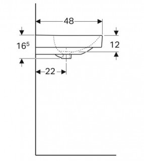 Умывальник Geberit SMYLE SQUARE 120 см 2 отверстия 500.253.01.1 схема