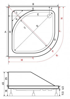 Душевой поддон SHOWER MILET SW-8129 90x90x18(45) схема
